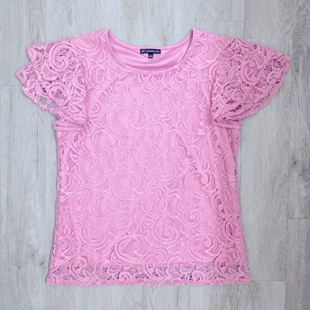 Pink Lace Overlay Blouse Size Large